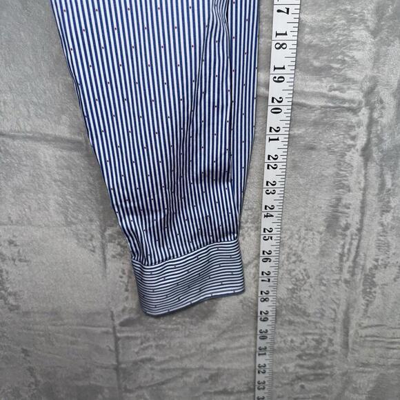 Scotch & Soda Men Blue Stripe Stretch Dress Shirt Size 18 35/36 Red Dots Casual - Picture 10 of 10
